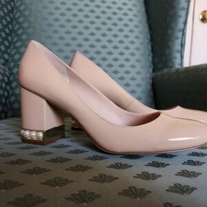 Karl Lagerfield Nude Pearl Block Heel